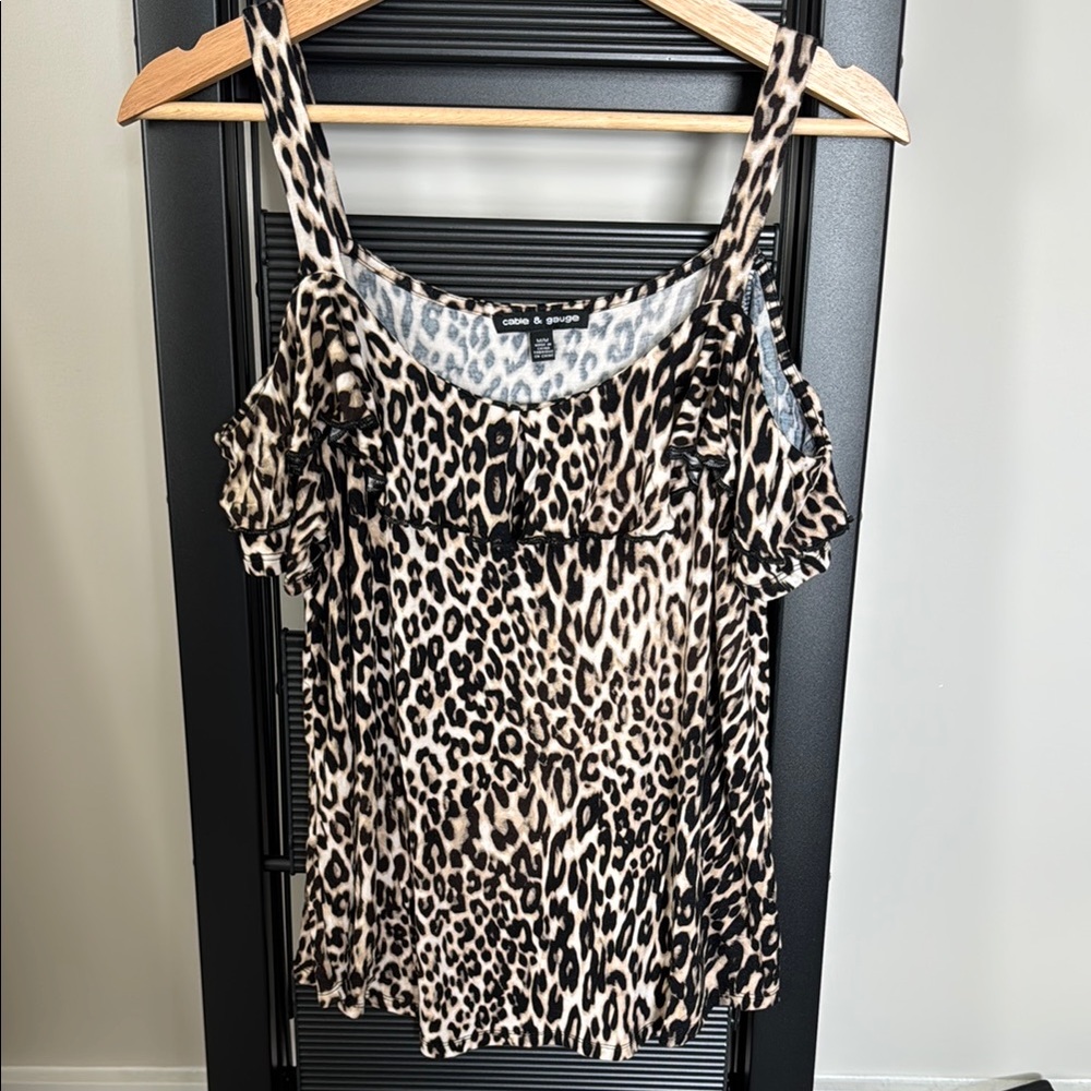 Leopard Print open shoulder Top